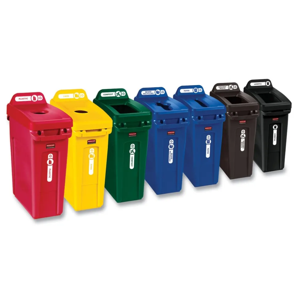 Rubbermaid Commercial 23 Gallon Rectangular Plastic Slim Jim Receptacle W/venting Channels - Black