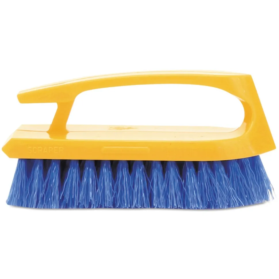 Rubbermaid Commercial 6 in. Iron-Shaped Scrub Brush - Yellow/Blue