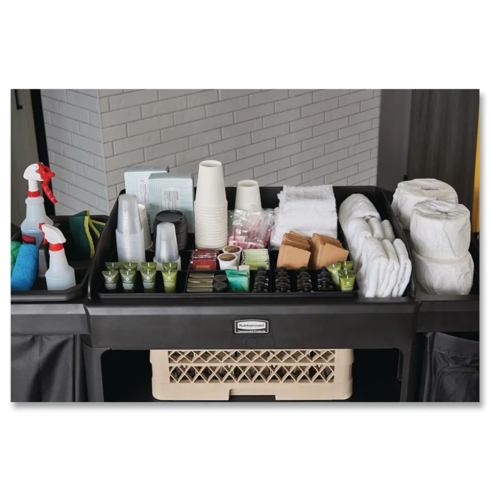Rubbermaid Commercial 18.75 in. x 3.62 in. 11-Section Amenity Organizer for all Rubbermaid Commercial Full-Size and Compact Housekeeping Carts - Black