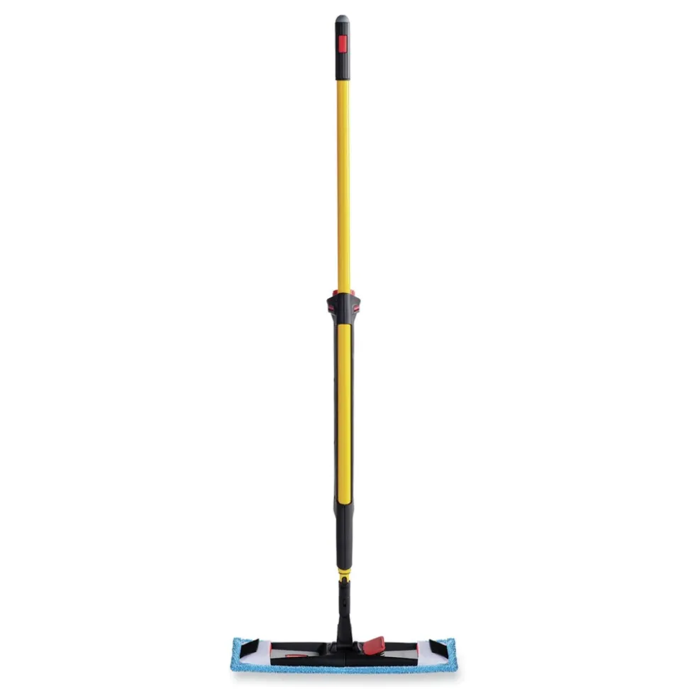 Rubbermaid Commercial 19.5 in. x 5.5 in. Microfiber Head 48 in. to 72 in. Aluminum Handle Adaptable Flat Mop Kit - Blue/Yellow