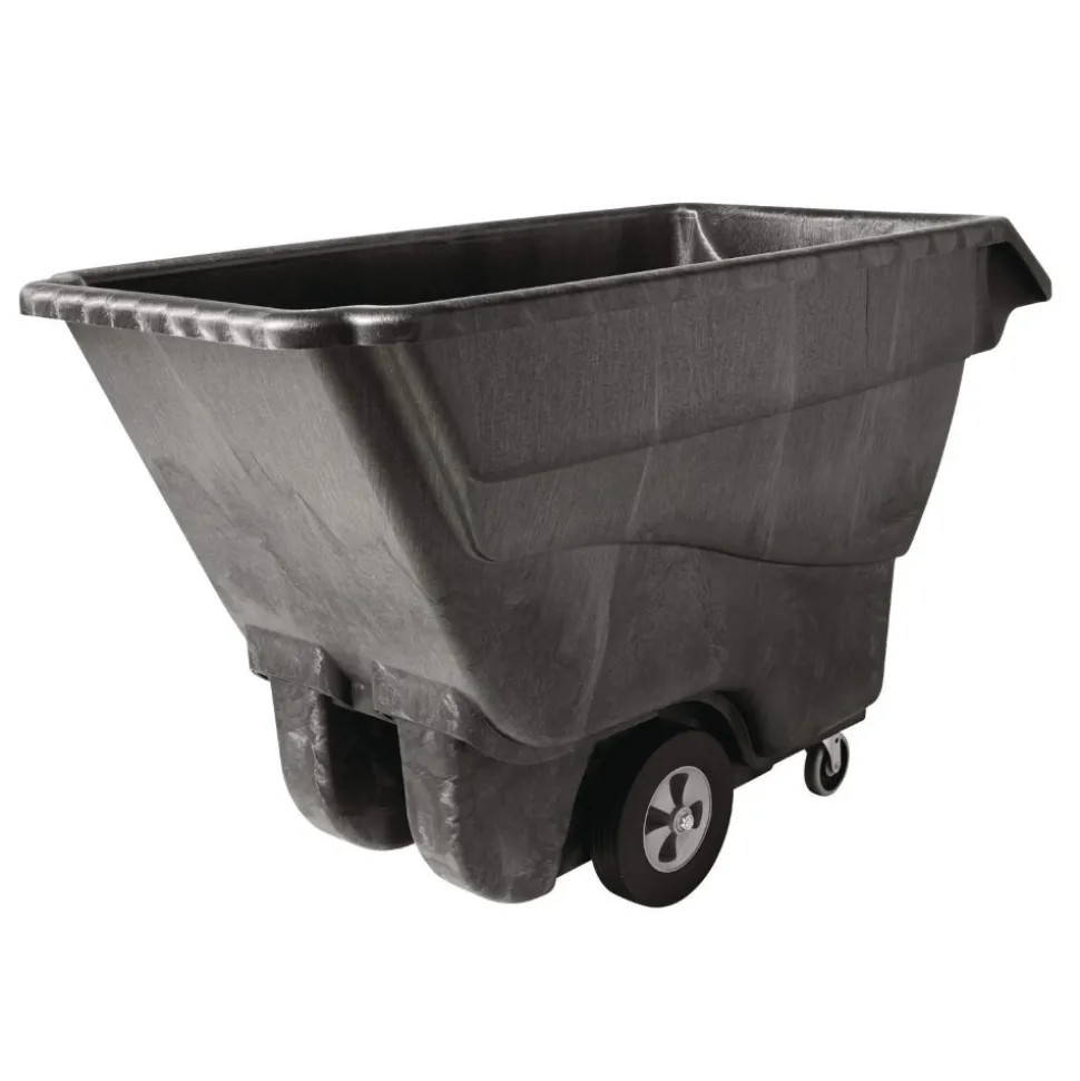 Rubbermaid Commercial 1250 lbs. Capacity Rectangular Structural Foam Tilt Truck - Black