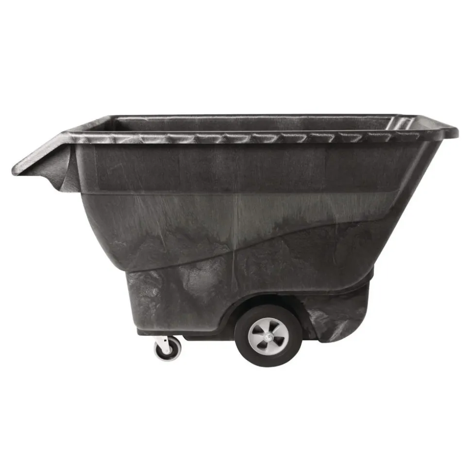 Rubbermaid Commercial 1250 lbs. Capacity Rectangular Structural Foam Tilt Truck - Black