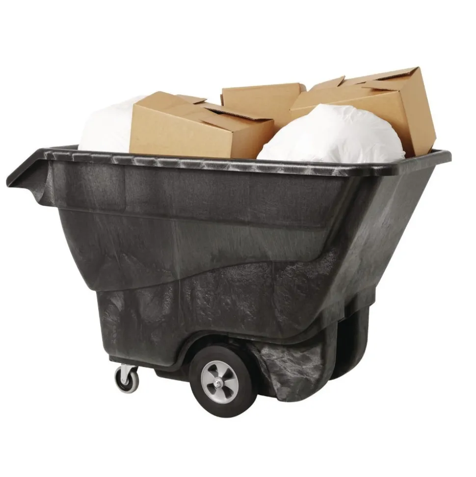 Rubbermaid Commercial 1250 lbs. Capacity Rectangular Structural Foam Tilt Truck - Black