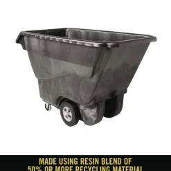 Rubbermaid Commercial 1250 lbs. Capacity Rectangular Structural Foam Tilt Truck - Black