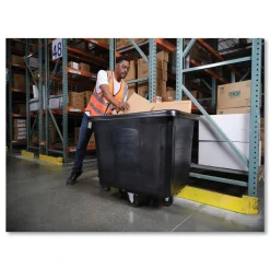 Rubbermaid Commercial 400 lbs. Capacity 12 cu-ft. Polyethylene/Metal Frame Medium-Density Cube Truck - Black