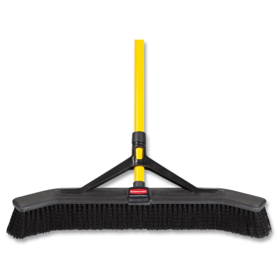 Rubbermaid Commercial Maximizer 24 in. Polypropylene Bristles Push-to-Center Broom - Yellow/Black
