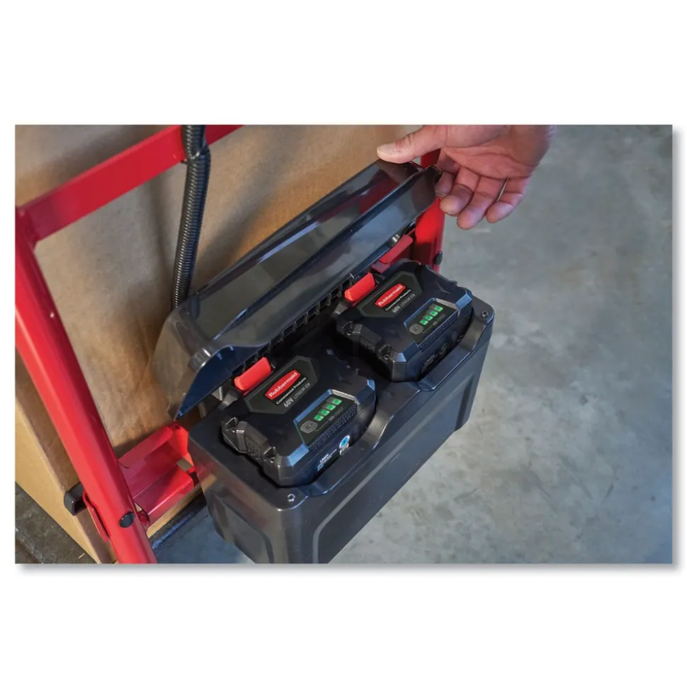 Rubbermaid Commercial 0.5 mph to 3 mph DC Motor 60 V Lithium-Ion Battery Motorized Kit for 24 in. x 48 in. Platform Trucks - Medium Black/Red