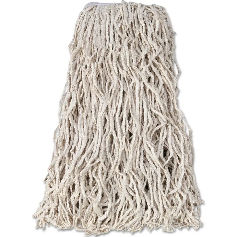 Rubbermaid Commercial 24 oz. 1 in. Band Economy Cut-End Cotton Wet Mop Head - White (12/Carton)