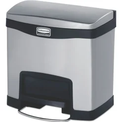 Rubbermaid Commercial Slim Jim 4-Gallon Front Step Style Stainless Steel Step-On Container - Black