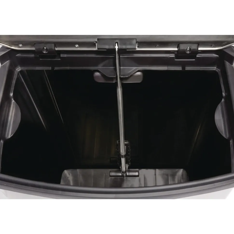 Rubbermaid Commercial Slim Jim 24-Gallon Front Step Style Stainless Steel Step-On Container - Black