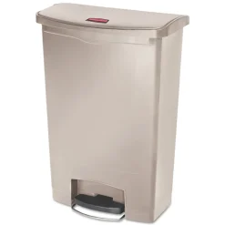 Rubbermaid Commercial 1883552 Streamline 24-Gallon Resin Front Step Style Step-On Container - Beige