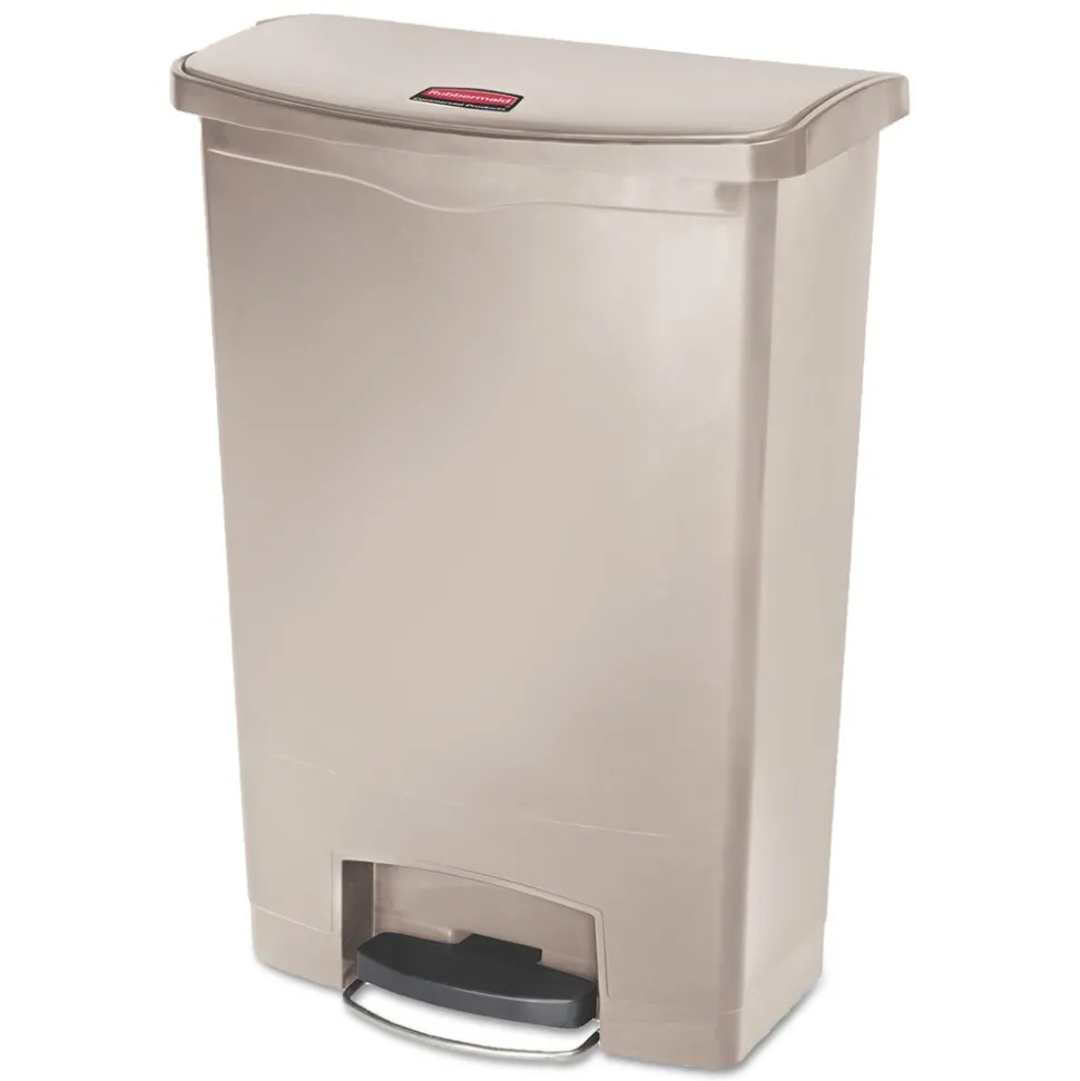 Rubbermaid Commercial 1883552 Streamline 24-Gallon Resin Front Step Style Step-On Container - Beige