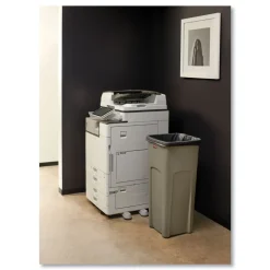 Rubbermaid Commercial Untouchable 23 Gallon Square Plastic Waste Container - Beige