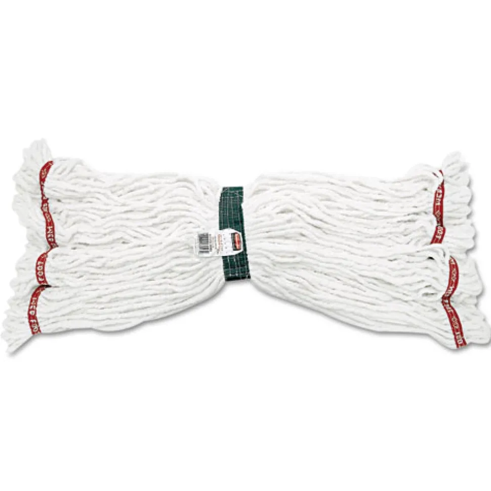Rubbermaid Commercial Web Foot Shrinkless Looped-End Cotton/Synthetic Wet Mop Heads - Medium, White
