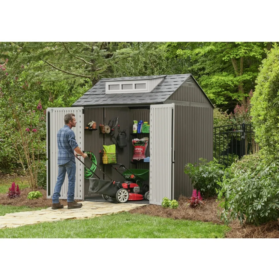 Rubbermaid 337 cu-ft. 7 ft. x 7 ft. x 8 ft. Storage Shed - Brown