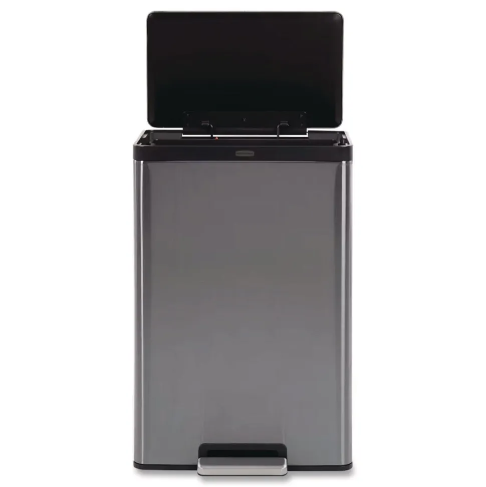 Rubbermaid Elite Step-On Trash Can 12 gal Metal Charcoal Stainless Steel/Black