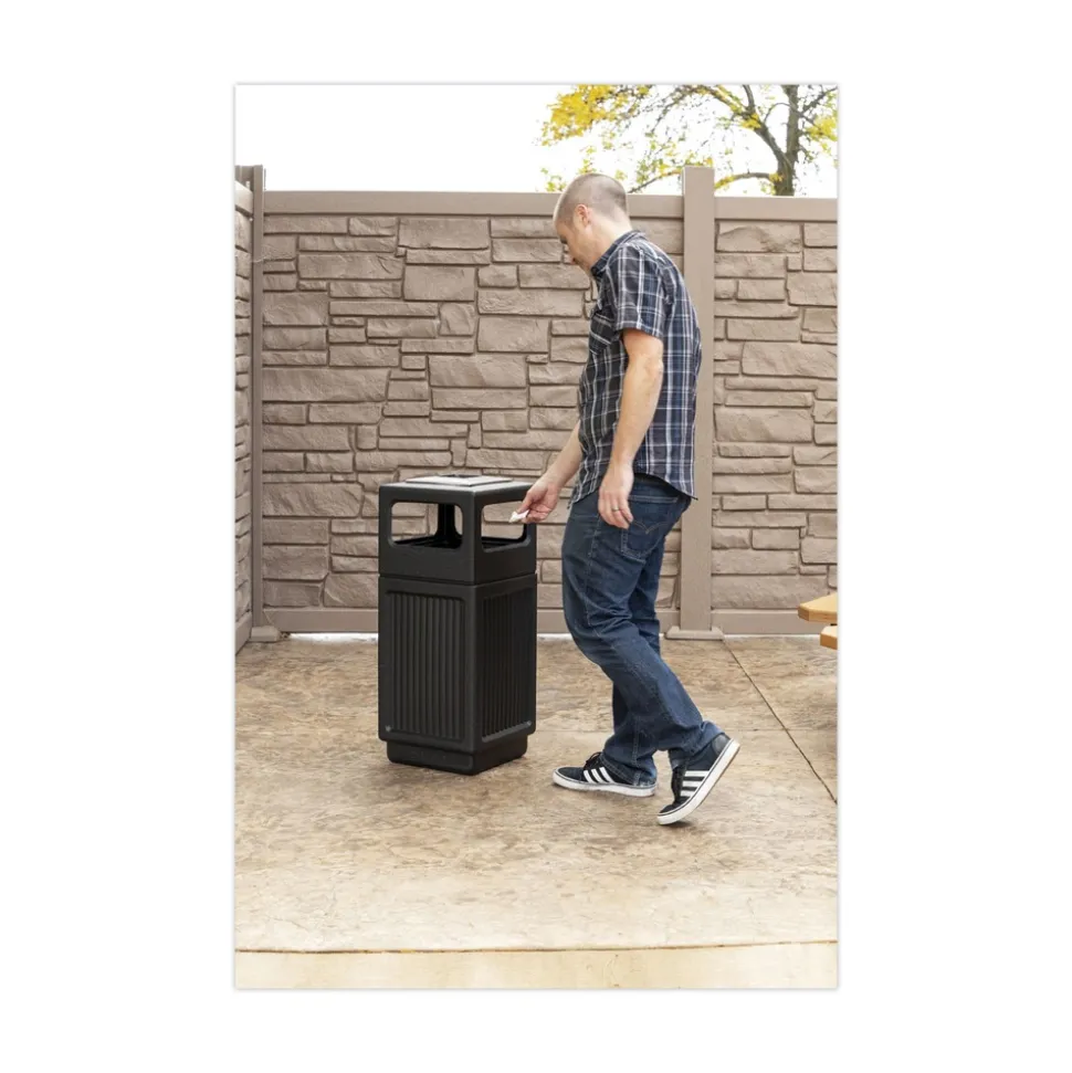 Safco Canmeleon 15-Gallon Polyethylene Recessed Panel Receptacles - Black
