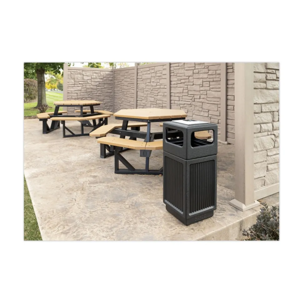 Safco Canmeleon 15-Gallon Polyethylene Recessed Panel Receptacles - Black