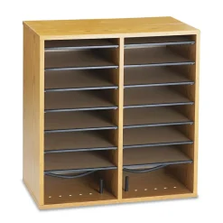 Safco 16 Compartments 19.5 in. x 11.75 in. x 21 in. Wood/Laminate Literature/CD Sorter - Medium Oak