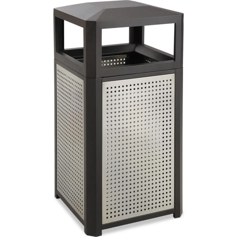Safco 38 Gallon Steel Evos Series Steel Waste Container - Black