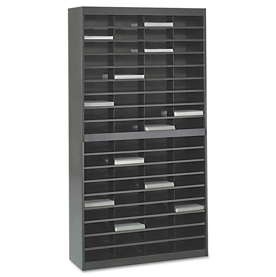 Safco 37.5 in. x 12.75 in. x 71 72 in. Compartments Steel/Fiberboard E-Z Stor Sorter - Black