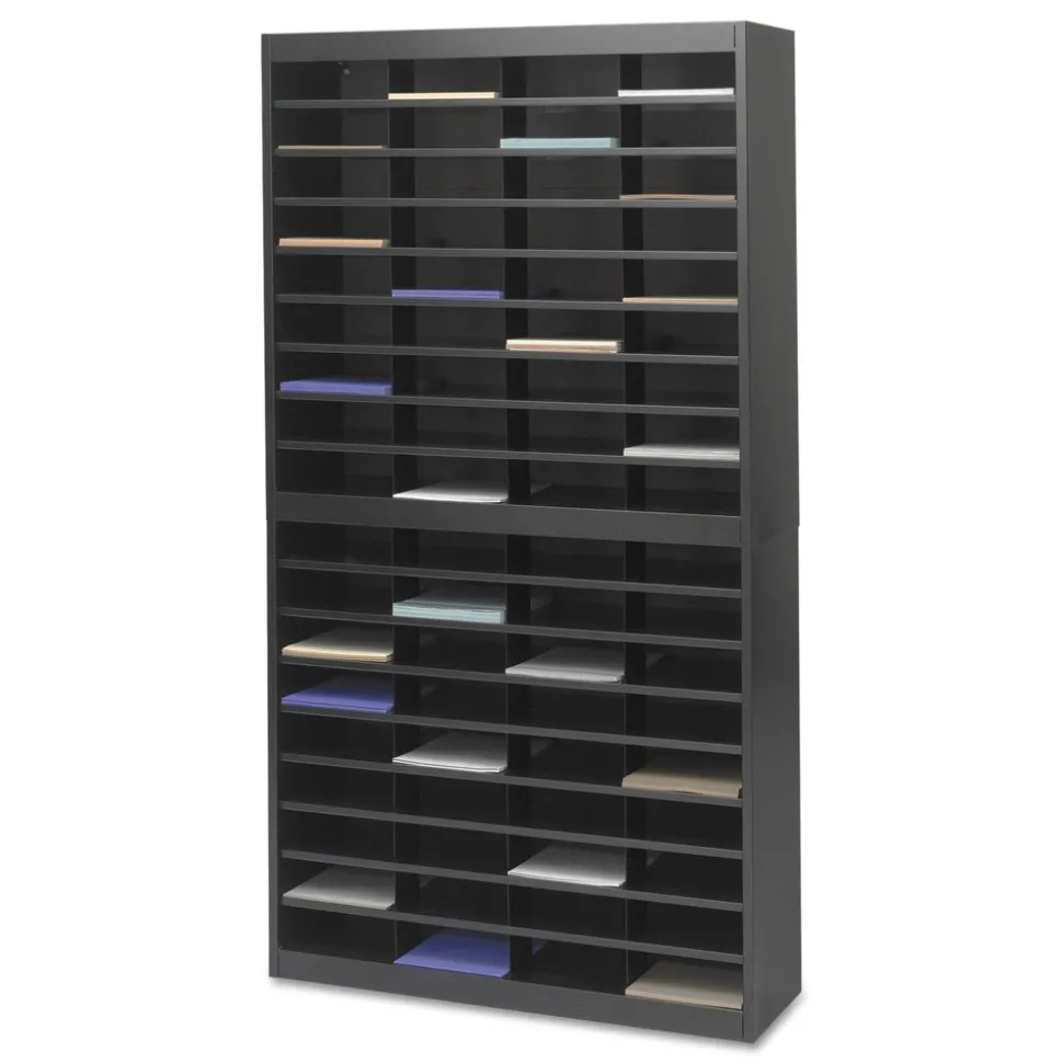 Safco 37.5 in. x 12.75 in. x 71 72 in. Compartments Steel/Fiberboard E-Z Stor Sorter - Black