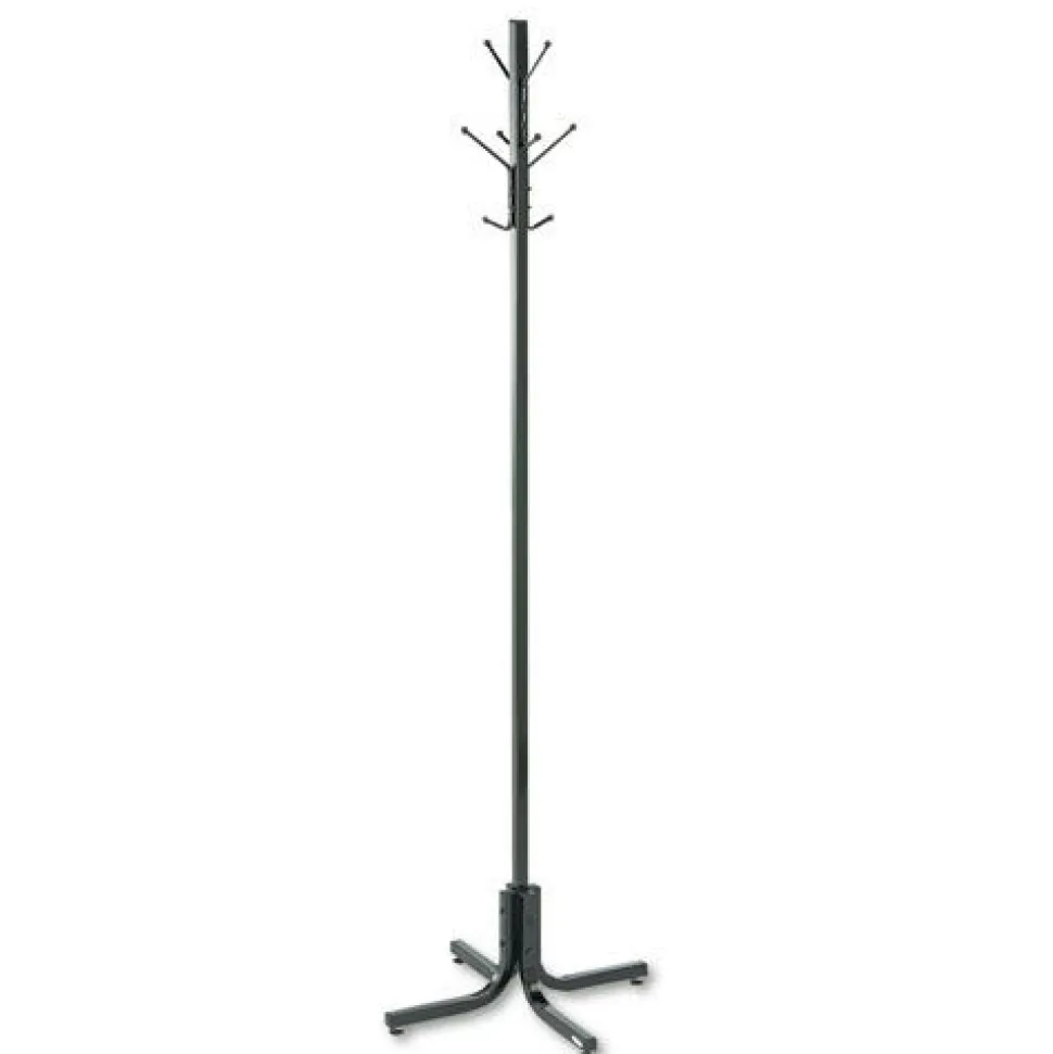 Safco 21w x 21d x 70h Four Ball-Tipped Double-Hooks Metal Costumer - Black