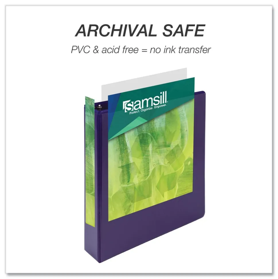 Samsill Earth's Choice Plant-Based 11 in. x 8.5 in. 1.5 in. Capacity 3 Rings Economy Round Ring View Binders - Purple (2/Pack)