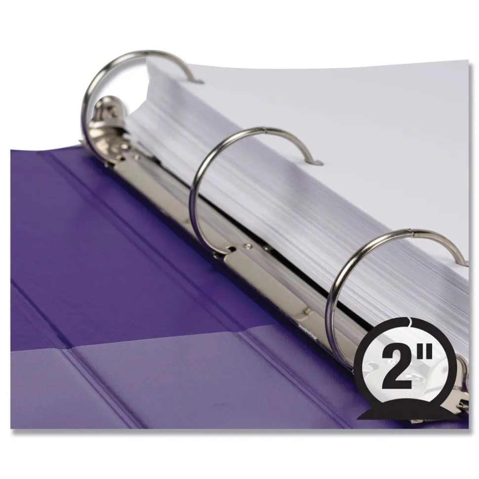 Samsill Earth's Choice Plant-Based 11 in. x 8.5 in. 1.5 in. Capacity 3 Rings Economy Round Ring View Binders - Purple (2/Pack)