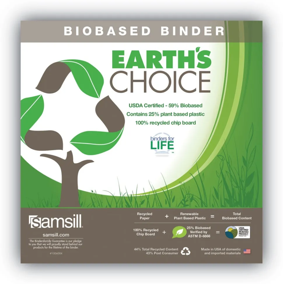 Samsill Earth's Choice Plant-Based 11 in. x 8.5 in. 1.5 in. Capacity 3 Rings Economy Round Ring View Binders - Lime (2/Pack)