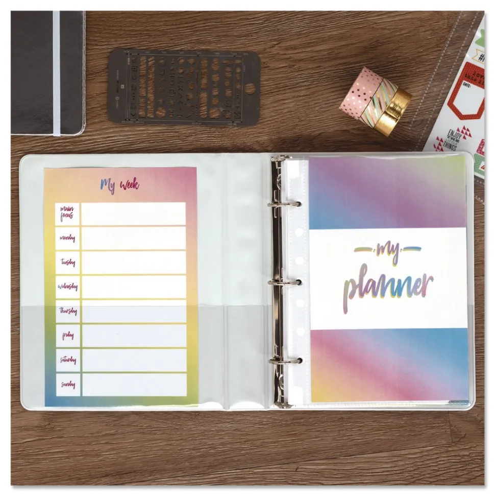 Samsill 8.5 in. x 5.5 in. 1 in. Capacity 3 Rings Economy Round Ring View Binder - White (6/Carton)