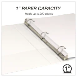 Samsill 11 in. x 8.5 in. 1 in. Capacity 3 Rings Economy Round Ring View Binder - White (12/Carton)