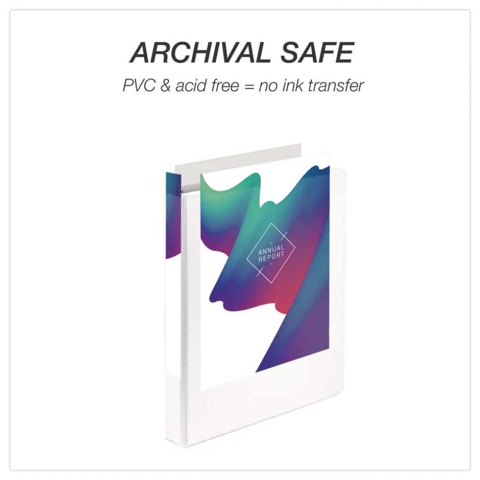 Samsill 11 in. x 8.5 in. 1 in. Capacity 3 Rings Economy Round Ring View Binder - White (6/Carton)