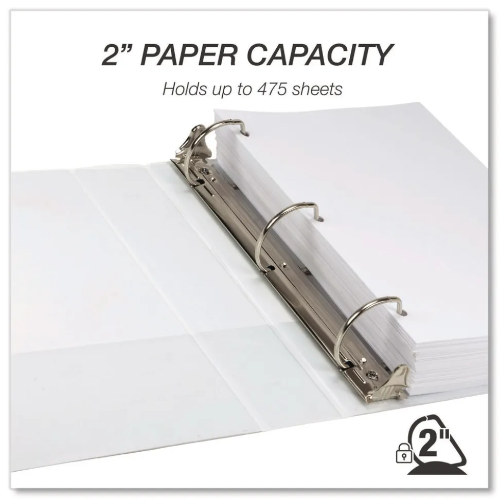 Samsill 11.5 in. x 8.5 in. 2 in. Capacity 3 Rings Durable D-Ring View Binders - White (4/Pack)