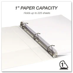 Samsill 11.5 in. x 8.5 in. 1 in. Capacity 3 Rings Durable D-Ring View Binders - White (4/Pack)