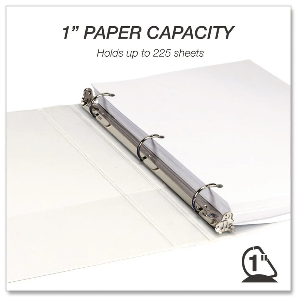 Samsill 11.5 in. x 8.5 in. 1 in. Capacity 3 Rings Durable D-Ring View Binders - White (4/Pack)