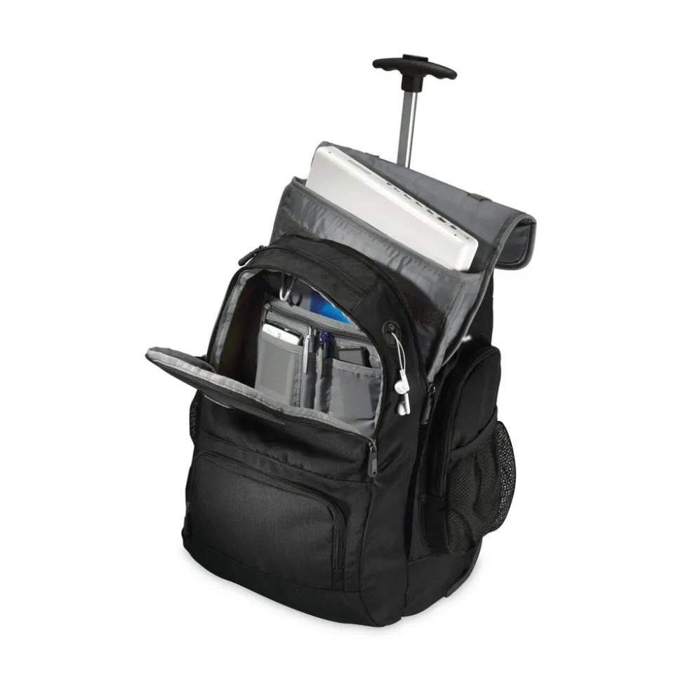 Samsonite 14 in. x 8 in. x 21 in. Polyester Rolling Backpack Fits Devices Up to 15.6 in. - Black/Charcoal