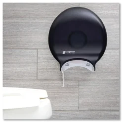 San Jamar 9 in. Roll 10.25 in. x 5.63 in. x 12 in. Single Jumbo Bath Classic Tissue Dispenser - Transparent Black Pearl