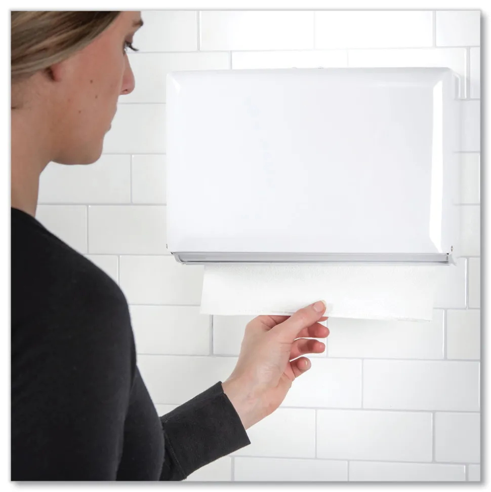 San Jamar 10.75 in. x 6 in. x 7.5 in. Singlefold Paper Towel Dispenser - White