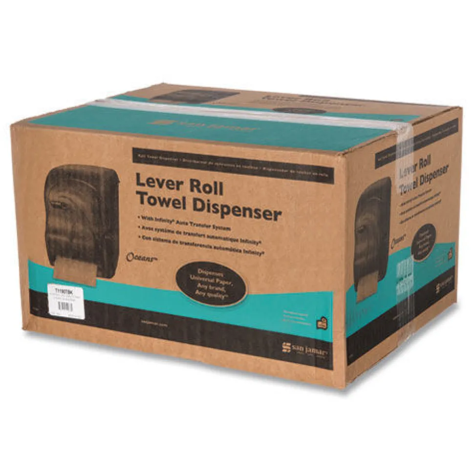 San Jamar 12.94 x 9.25 x 16.5 Oceans Lever Roll Towel Dispenser - Black Pearl