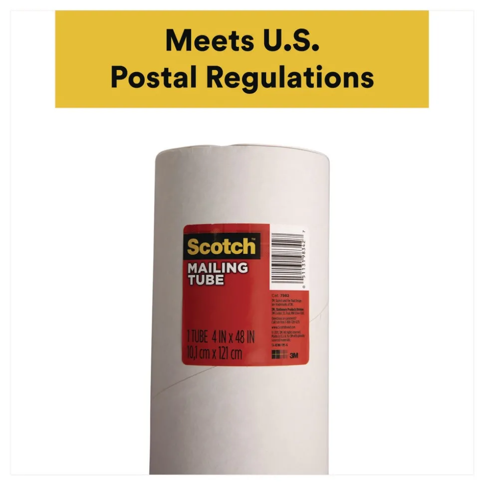 Scotch Mailing Tube 48-in Long 4-in Diameter White 12/Carton