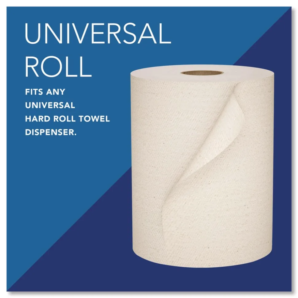 Scott Essential 100% Recycled Fiber Hard Roll Towel, 1-Ply, 8-in x 800-ft, 1.5-in Core, Brown, 6 Rolls/Carton