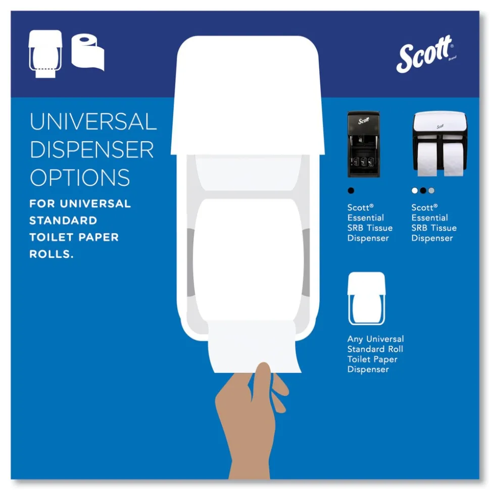Scott Essential Standard Septic Safe 2 Ply Roll Bathroom Tissue - White (80/Carton)