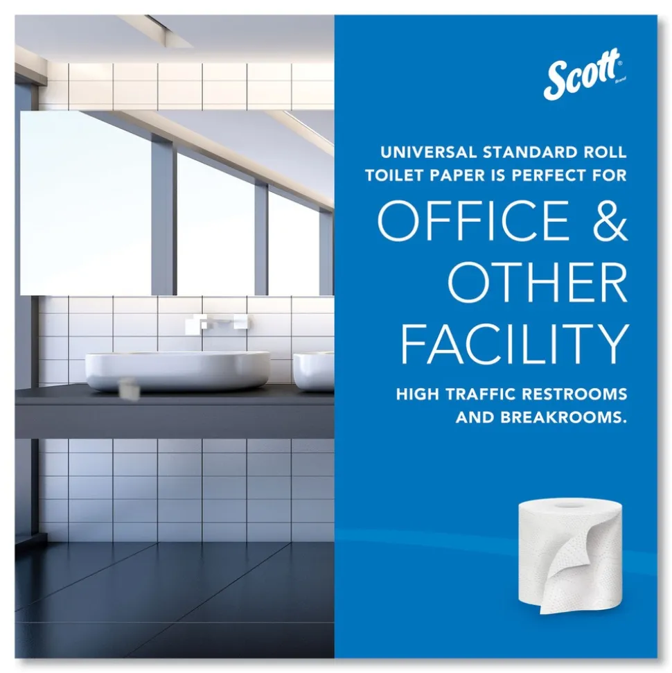 Scott Essential Standard Septic Safe 2 Ply Roll Bathroom Tissue - White (80/Carton)