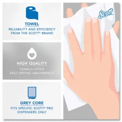 Scott 1-Ply 7.5 in. x 900 ft. Pro Hard Roll Paper Towels with Absorbency Pockets for Scott Pro Dispenser - Gray Core Only (6/Carton)