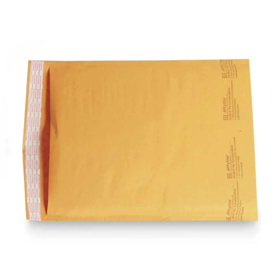 Sealed Air Jiffylite #4 Barrier Bubble Air Cell Cushion Self-Adhesive Closure Self-Seal 9.5 in. x 14.5 in. Bubble Mailer - Brown Kraft (100/Carton)