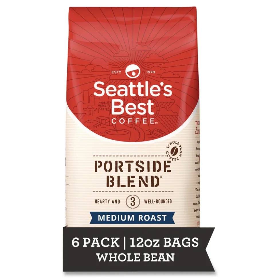 Seattle's Best 12407831 12 oz Bag Medium Roast Whole Bean Coffee - Port Side Blend (6/Carton)
