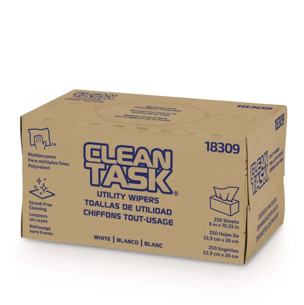 Sellars 1-Ply 9 x 10.25 Clean Task Utility Wipers - White (24/Carton)