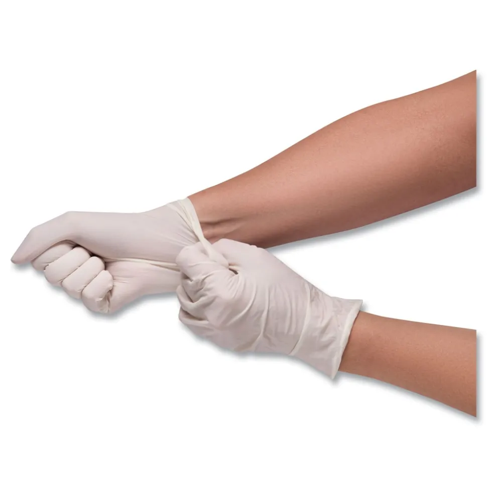 SemperCare Stretch Vinyl Examination Gloves - Large, Cream (100/Box)