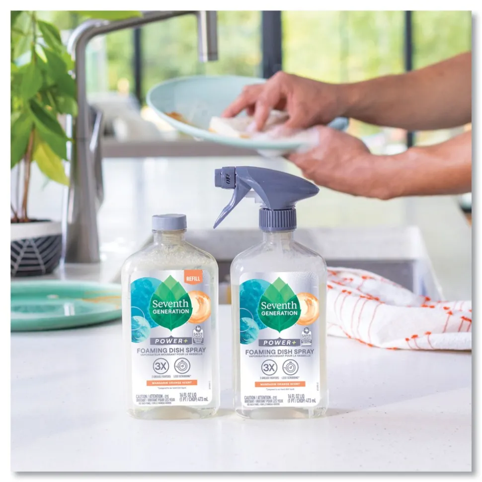 Seventh Generation 16 oz. Bottle Foaming Dish Spray - Mandarin Orange Scent (6/Carton)